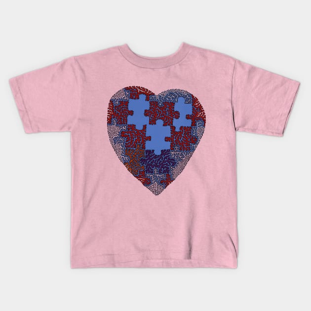 Puzzle Heart Missing Pieces Kids T-Shirt by NightserFineArts